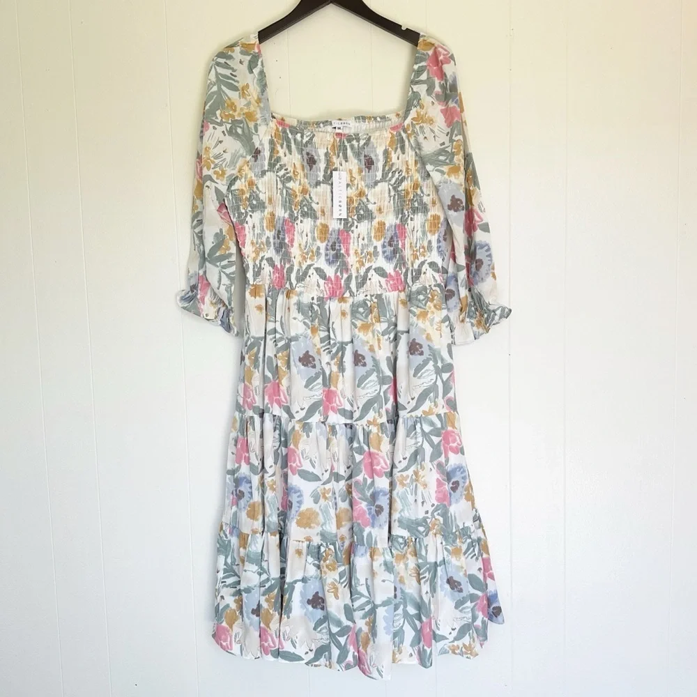 NWT BALTIC BORN Marta Floral Smocked Midi Dress 1X - Picture 6 of 11